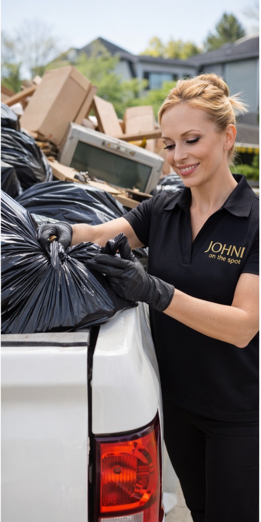 Yard cleanup and junk haul-away in action collage